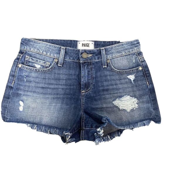 Paige 152081 Daryn Cut off Short Izza destructed Distressed Shorts sz 25 Blue - Picture 1 of 11